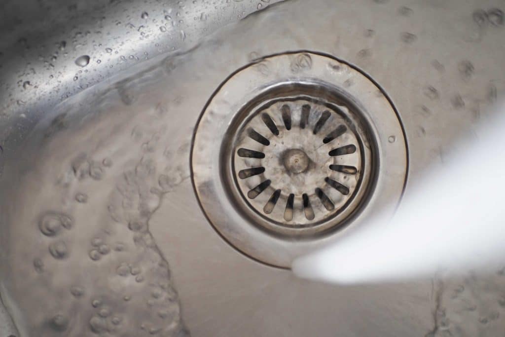 kitchen sink with slow drain