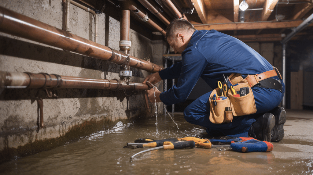Reliable voyager plumber repairing leaky pipes in client home