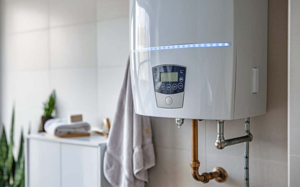 Tankless water heater in a home