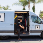Voyager branded service truck arriving at customer home ready to service